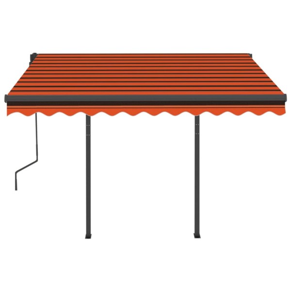 Toldo automático retráctil con postes naranja y marrón 3x2,5 m