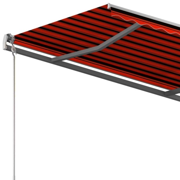 Toldo automático retráctil con postes naranja y marrón 3x2,5 m