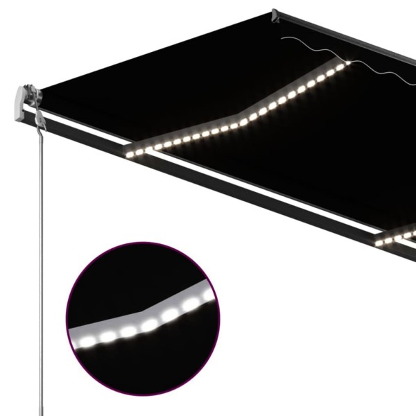 Toldo manual retráctil con LED gris antracita 3x2,5 m