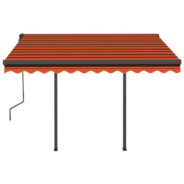 Toldo manual retráctil con LED naranja y marrón 3,5x2,5 m