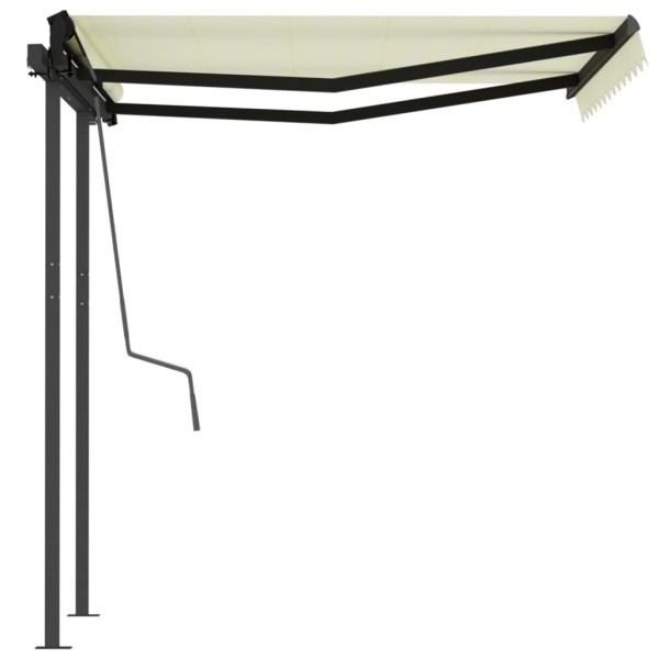 Toldo automático retráctil con postes color crema 3,5x2,5 m