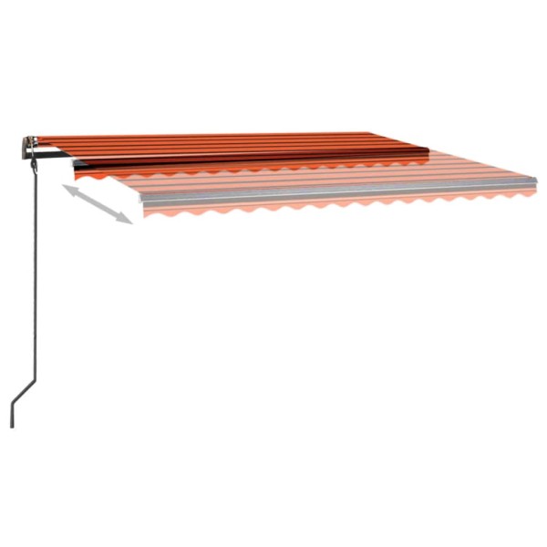 Toldo manual retráctil con LED naranja y marrón 4,5x3 m