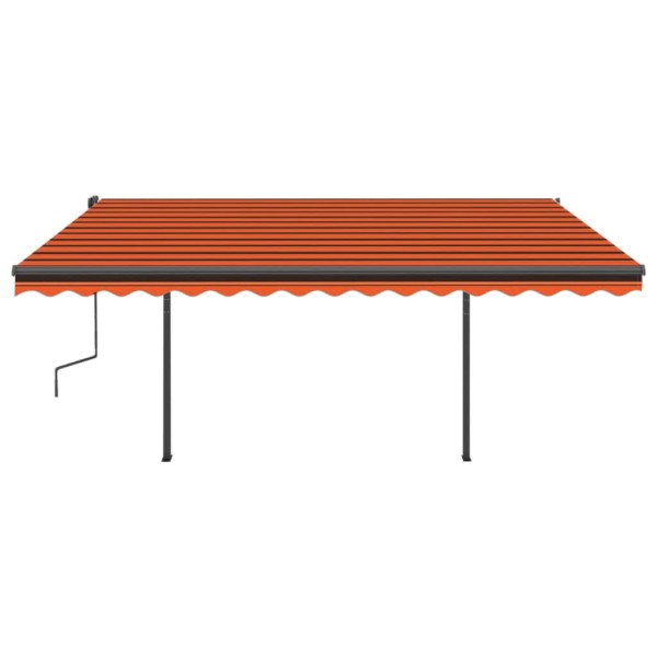 Toldo manual retráctil con LED naranja y marrón 4,5x3 m