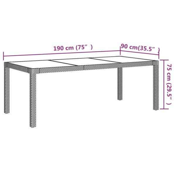 Set de comedor jardín 7 pzas cojines ratán sintético negro gris