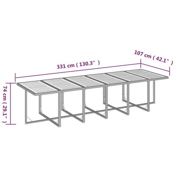 Juego comedor jardín 17 pzas con cojines ratán sintético negro