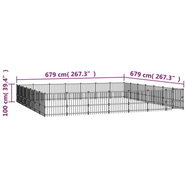 Perrera de exterior de acero 46,1 m²