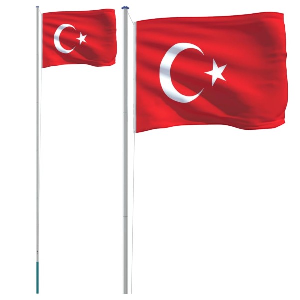 Mástil y bandera de Turquía aluminio 6,23 m