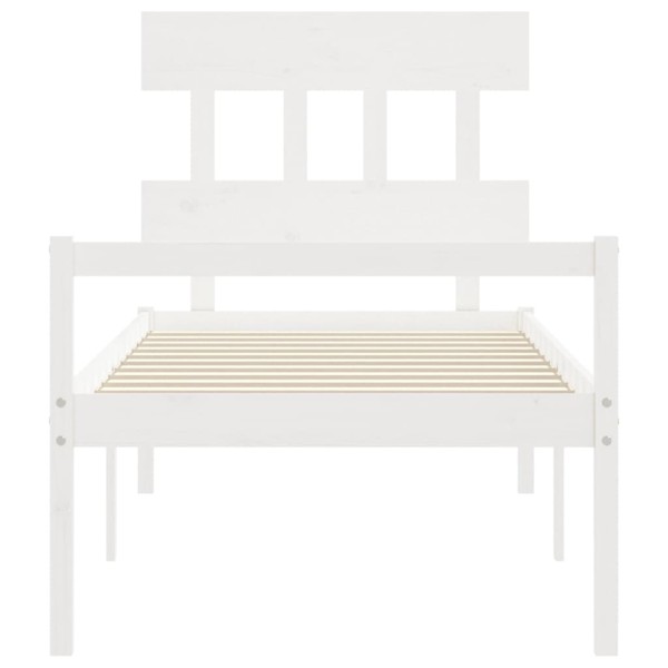 Cama personas mayores cabecero madera maciza blanco 100x200 cm