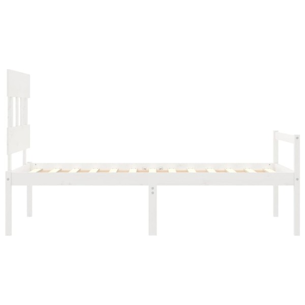 Cama personas mayores cabecero madera maciza blanco 100x200 cm