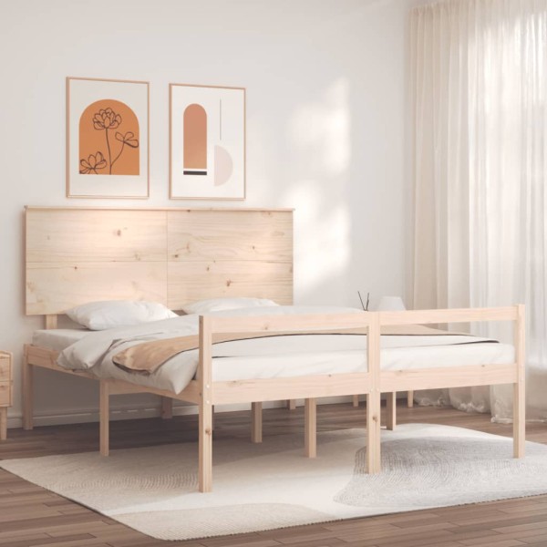 Cama para personas mayores con cabecero madera maciza 160x200cm