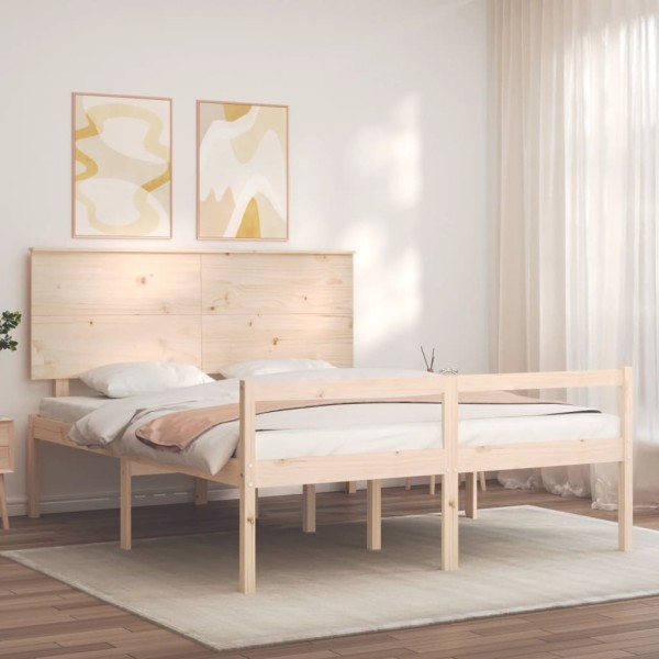 Cama para personas mayores con cabecero madera maciza 160x200cm