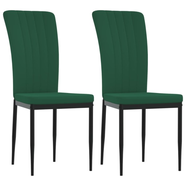 Sillas de comedor 2 unidades terciopelo verde oscuro