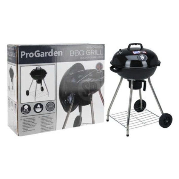 ProGarden Barbacoa sobre ruedas negra 47 cm