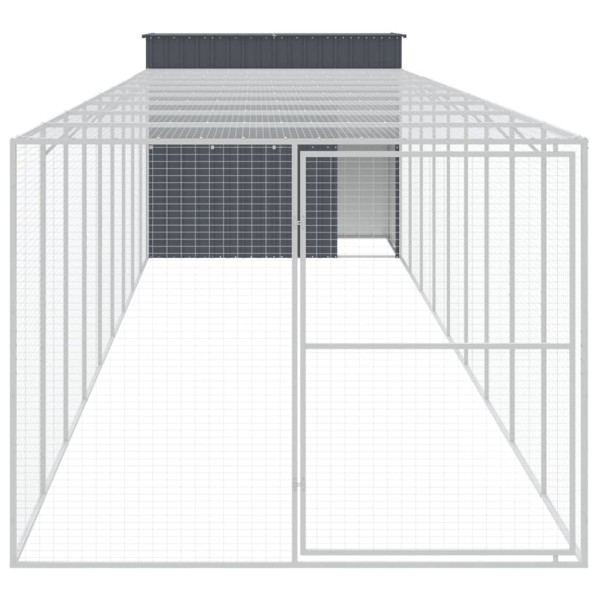 Caseta perros con corral acero galvanizado gris 214x1069x181 cm