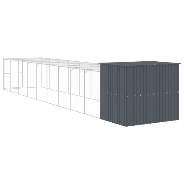 Caseta perros con corral acero galvanizado gris 214x1069x181 cm