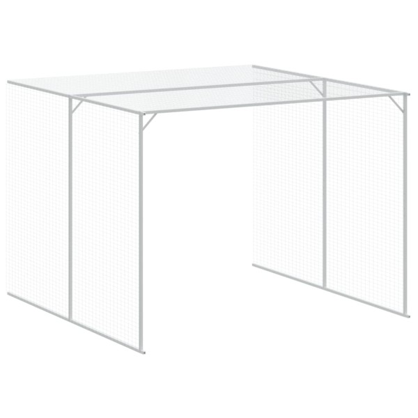 Caseta perros con corral acero galvanizado gris 214x1069x181 cm