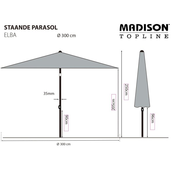 Madison Sombrilla Elba verde 300 cm