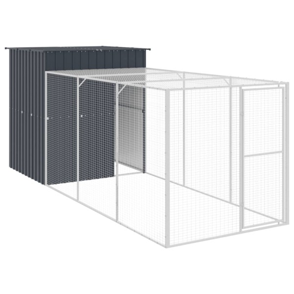 Gallinero con corral acero galvanizado gris 165x455x181 cm