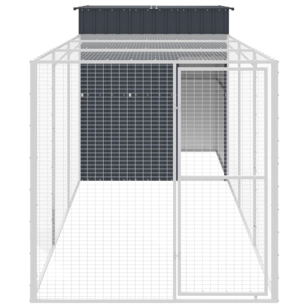 Gallinero con corral acero galvanizado gris 165x455x181 cm