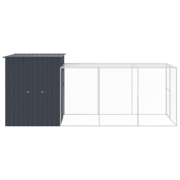 Gallinero con corral acero galvanizado gris 165x455x181 cm