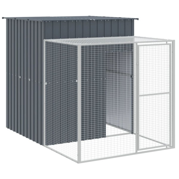 Gallinero con corral acero galvanizado gris 165x455x181 cm