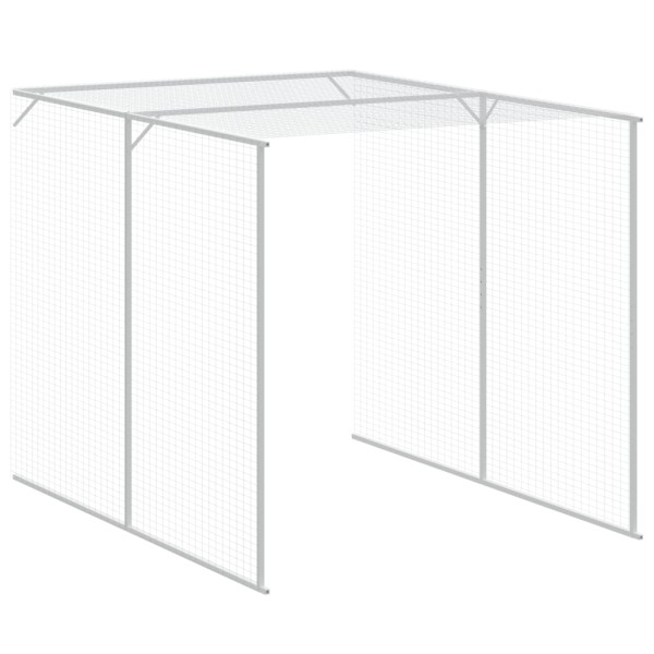 Gallinero con corral acero galvanizado gris 165x455x181 cm