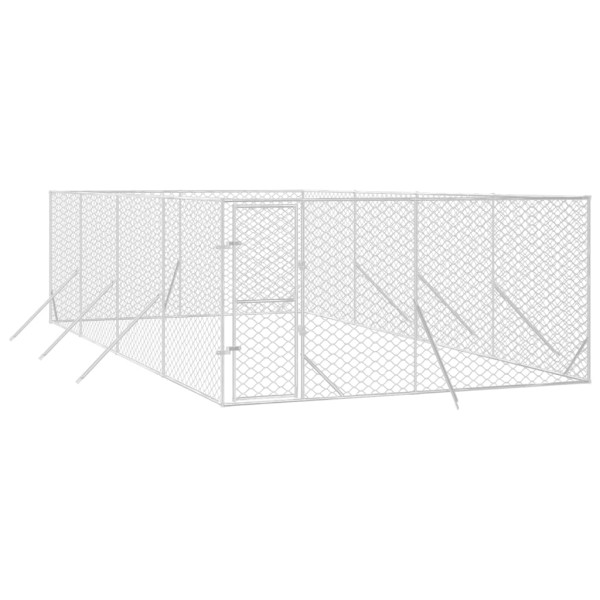 Perrera de exterior acero galvanizado plateado 4x8x2 m