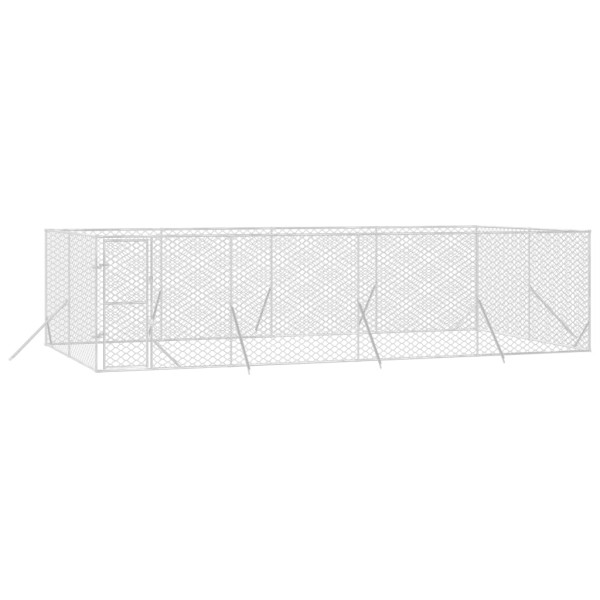 Perrera de exterior acero galvanizado plateado 8x4x2 m