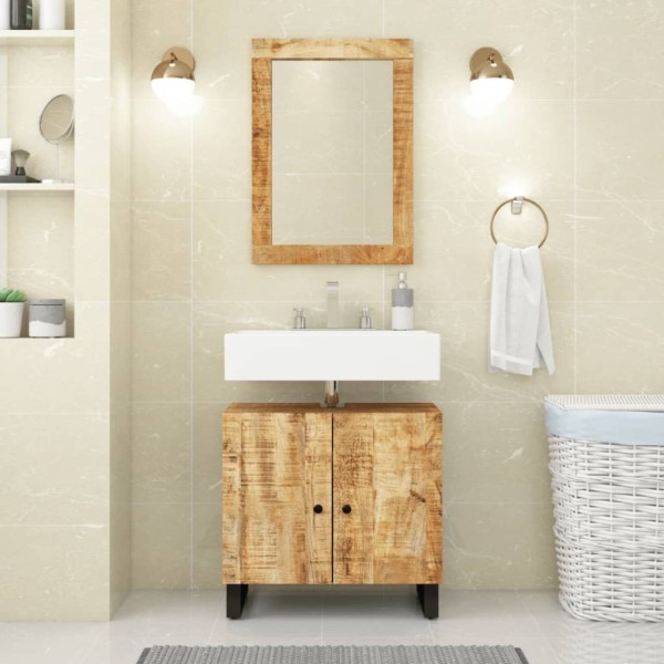 Conjunto de muebles de baño 2 piezas madera maciza de mango