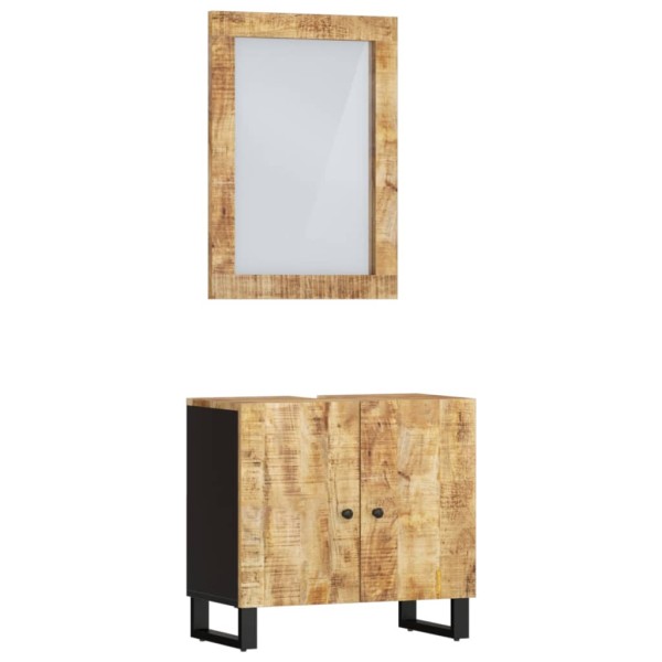 Conjunto de muebles de baño 2 piezas madera maciza de mango