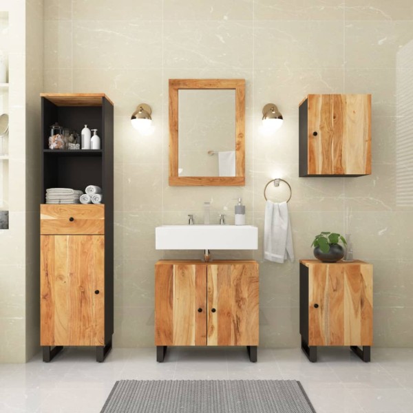 Conjunto de muebles de baño 5 piezas madera maciza de acacia