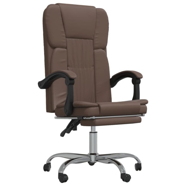 Silla de oficina reclinable cuero sintético marrón