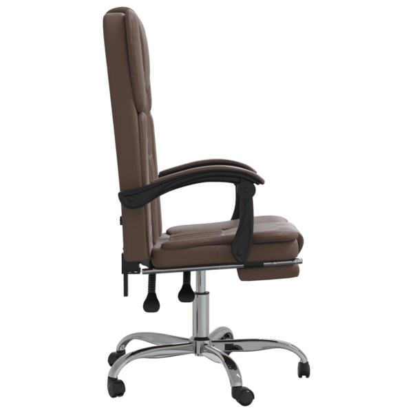 Silla de oficina reclinable cuero sintético marrón