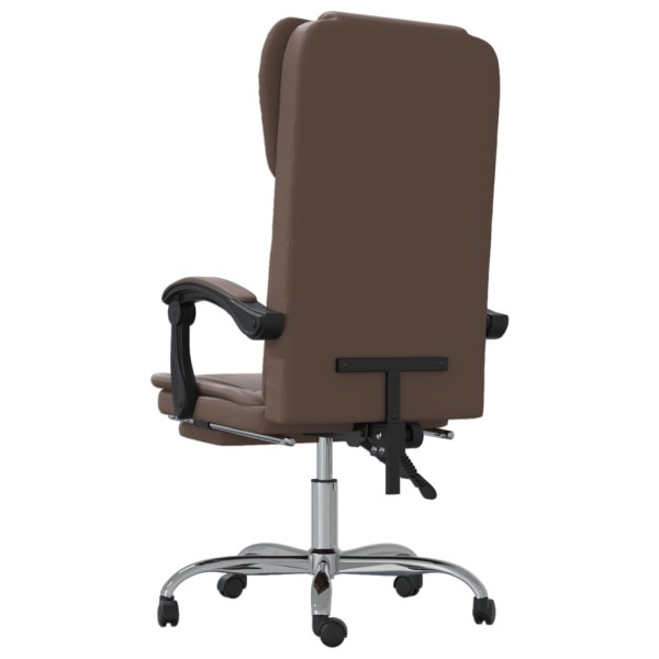 Silla de oficina reclinable cuero sintético marrón