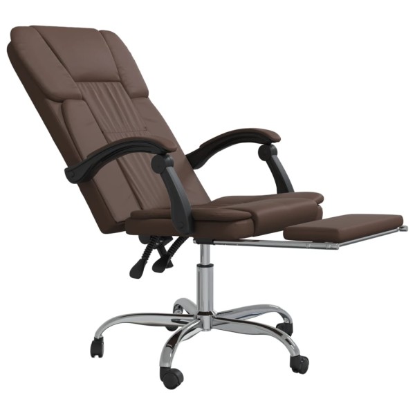 Silla de oficina reclinable cuero sintético marrón