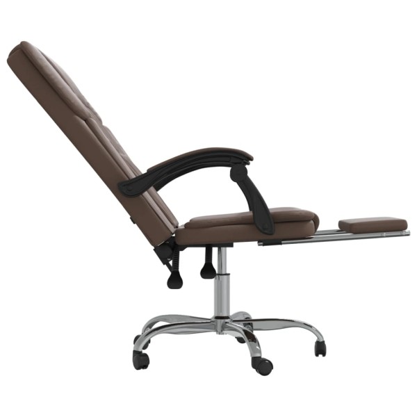 Silla de oficina reclinable cuero sintético marrón