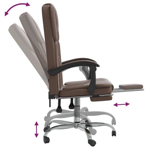 Silla de oficina reclinable cuero sintético marrón