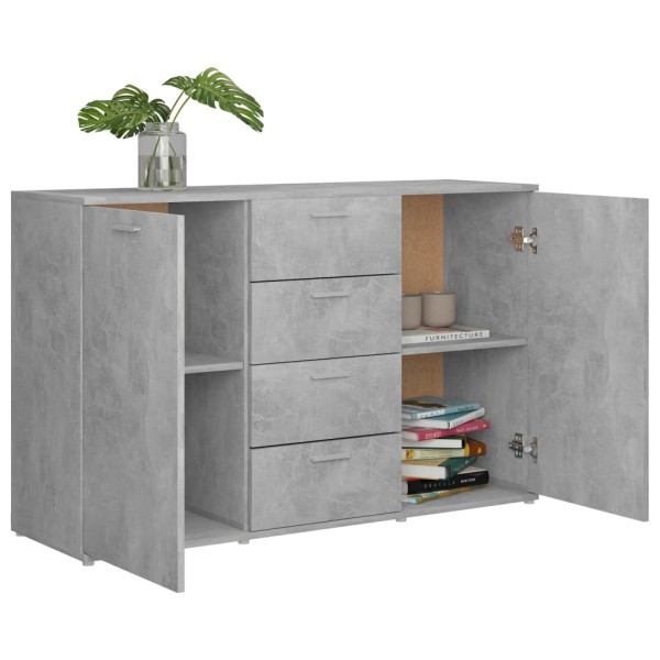 Aparador de madera contrachapada gris hormigón 120x35,5x75 cm