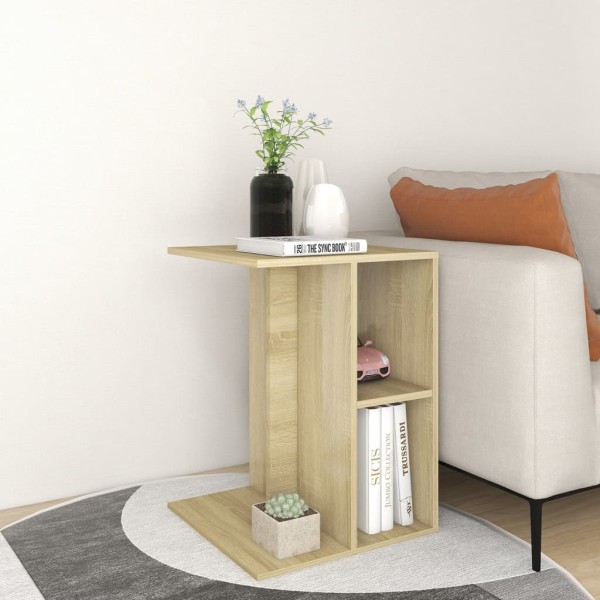 Mesa auxiliar de madera contrachapada roble Sonoma 60x40x45 cm