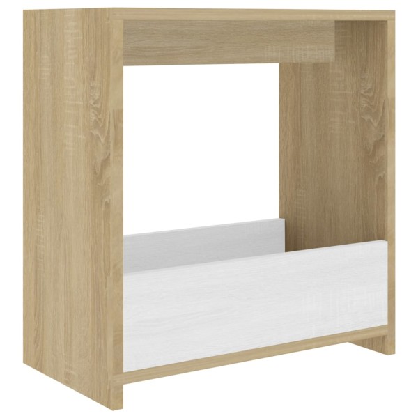 Mesa auxiliar de madera contrachapada blanco y roble 50x26x50cm