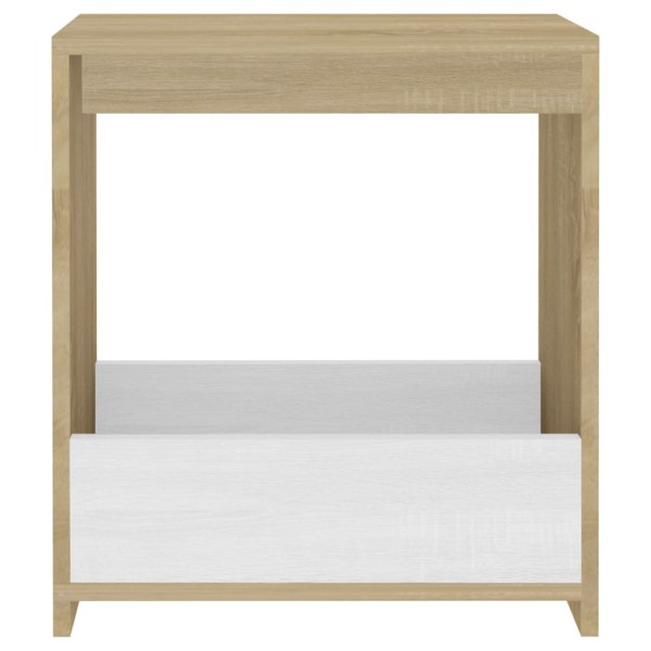 Mesa auxiliar de madera contrachapada blanco y roble 50x26x50cm