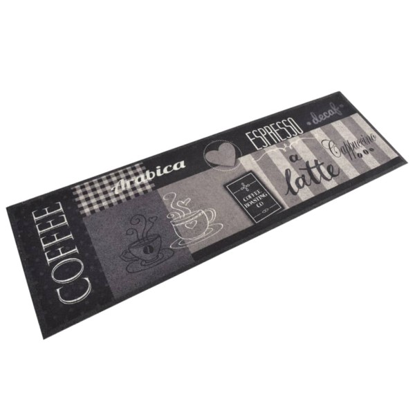 Alfombra de cocina lavable terciopelo negro café 60x180 cm