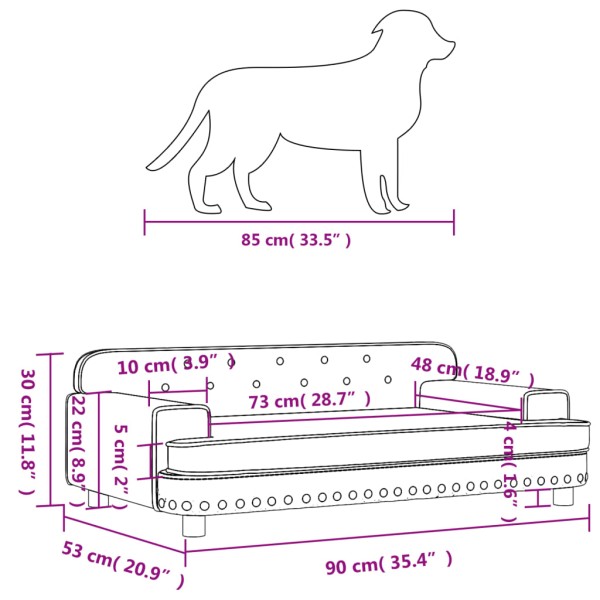 Cama para perros de terciopelo crema 90x53x30 cm