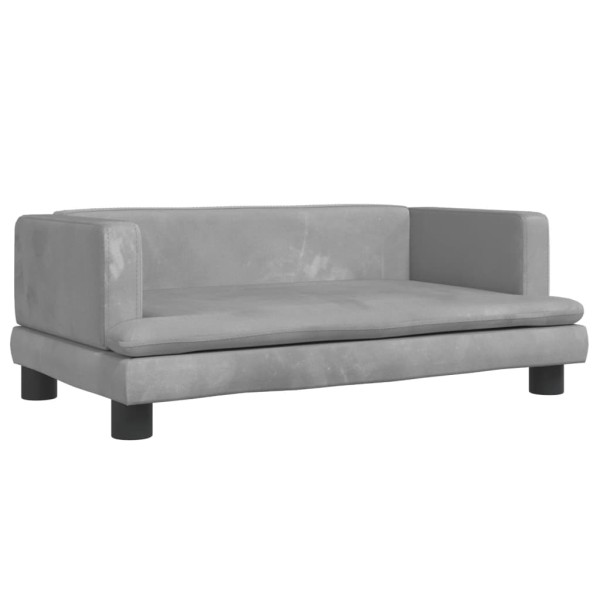 Cama para perros de terciopelo gris claro 80x45x30 cm