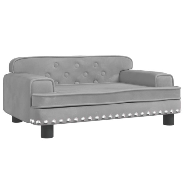 Cama para perros de terciopelo gris claro 70x45x30 cm