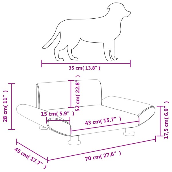 Cama para perros de tela gris taupe 70x45x28 cm