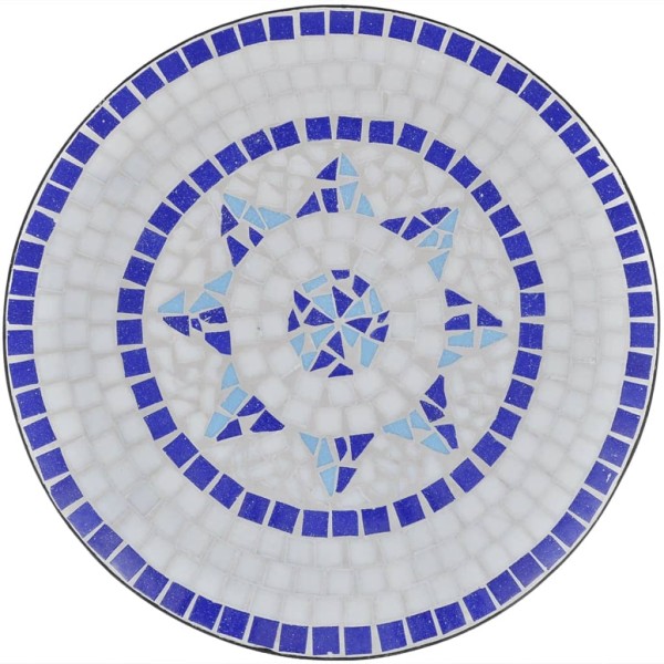 Set de mesa y sillas de jardín 3 pzas con mosaico azul y blanco