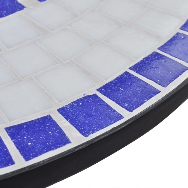 Set de mesa y sillas de jardín 3 pzas con mosaico azul y blanco