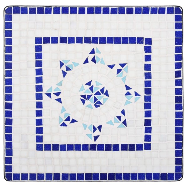 Mesa y sillas de bistró 3 piezas mosaico cerámica azul y blanco