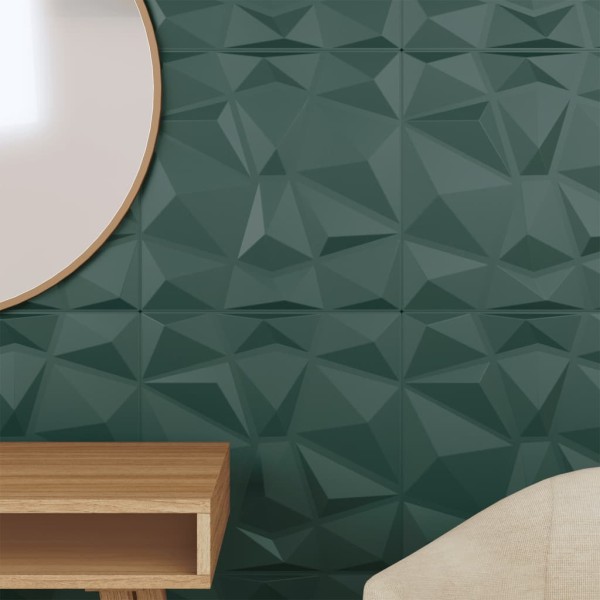 Paneles de pared 48 uds EPS diamante verde 50x50 cm 12 m²